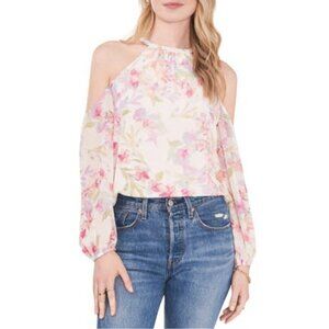 NEW 1.STATE Cold Shoulder Floral Long Sleeve Top Sz. S